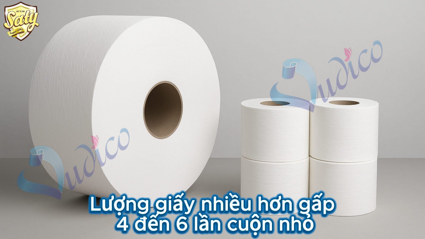 so sánh giấy vệ sinh công nghiệp 700g với giấy cuộn nhỏ và giấy lau tay