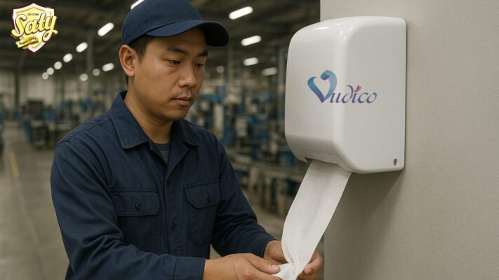 Giấy Vệ Sinh Cuộn Lớn Cho Văn Phòng – Giải Pháp Văn Minh, Chuyên Nghiệp, Tiết Kiệm 3 Nhan-vien-van-phong-su-dung-giay-ve-sinh-cuon-lon-SATY.